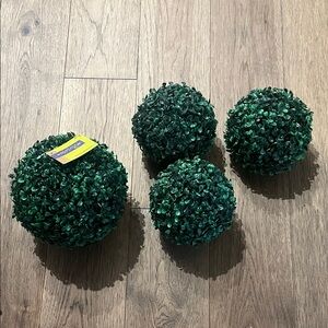 Set of Decorative Green Faux Topiary Balls